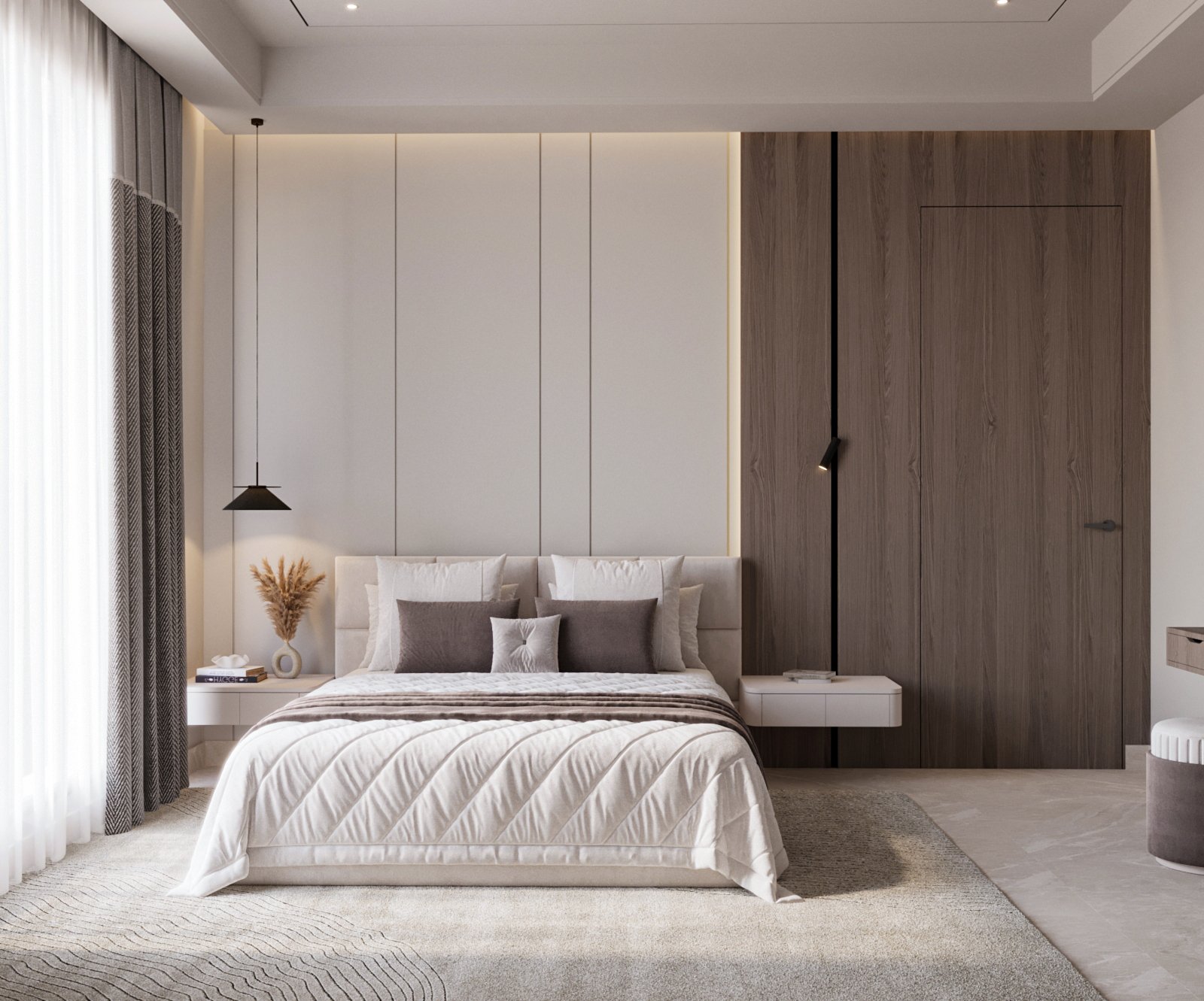 فيديو لتصميم غرفة نوم فندقية من تصميم شركة مكان للتصميم العقاري في المدينة المنورة – للاتصال بنا 0599303838