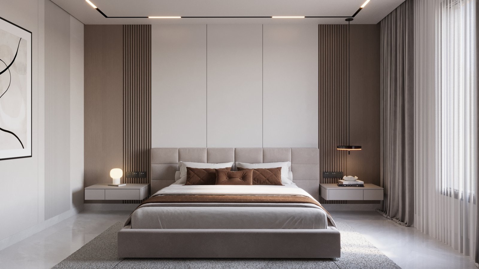 فيديو تصميم غرفة نوم من تصميم شركة مكان للتصميم العقاري في المملكة العربية السعودية – للاتصال بنا 0599303838