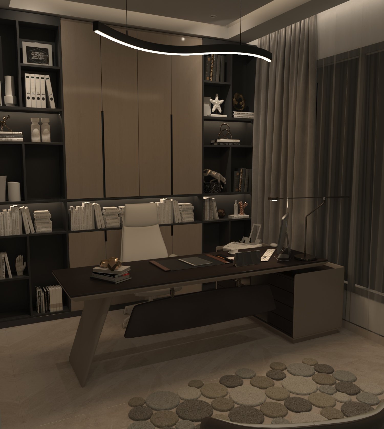 فيديو لتصميم غرفة مكتب من تصميم شركة مكان للتصميم العقاري في المدينة المنورة – للاتصال بنا 0599303838