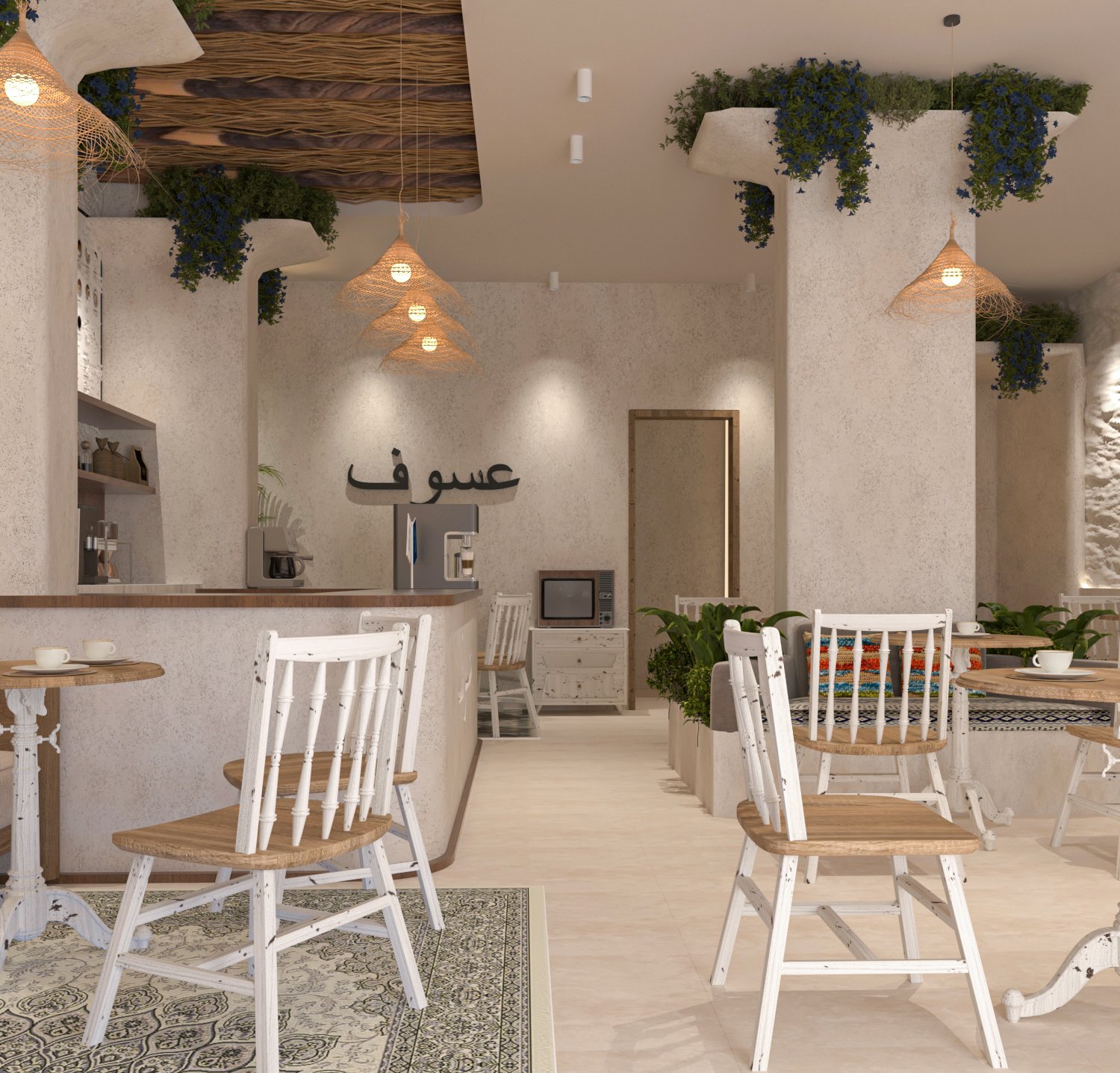 مقهى عسوف من تصميم شركة مكان للتصميم العقاري في المملكة العربية السعودية – للاتصال بنا 0599303838